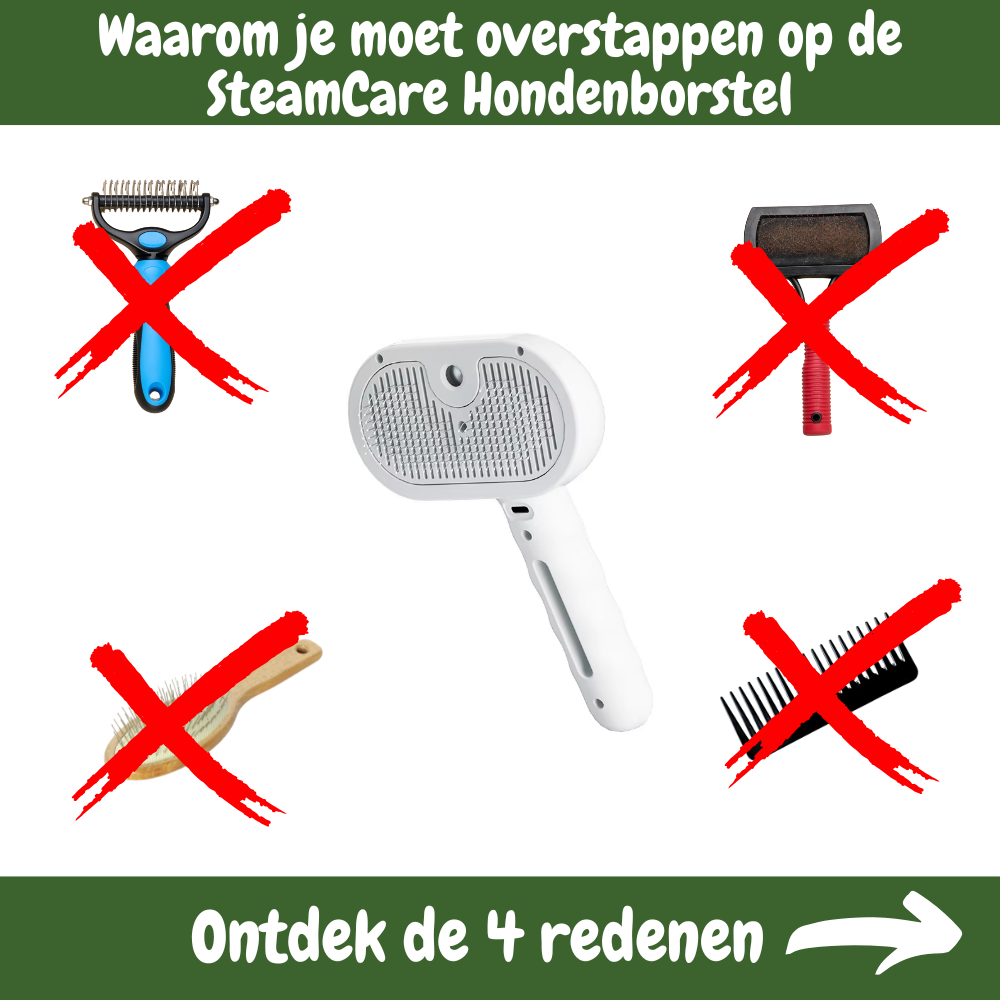 SteamCare Hondenborstel - Werkt Antistatisch & Hydrateert de Huid