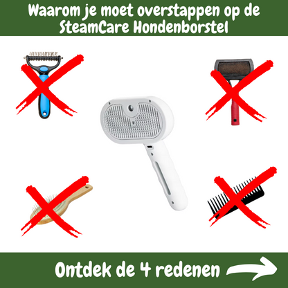 SteamCare Hondenborstel - Werkt Antistatisch & Hydrateert de Huid