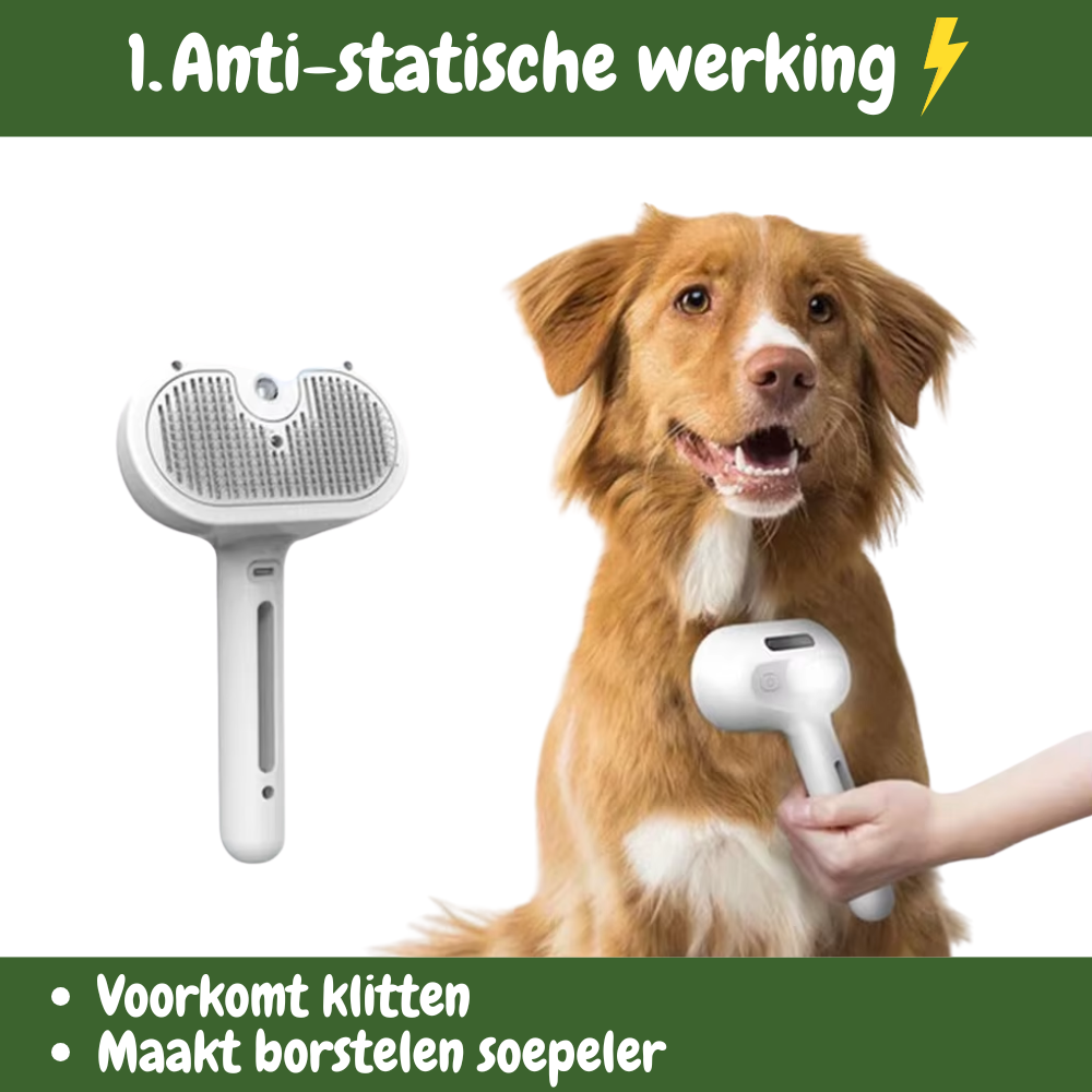 SteamCare Hondenborstel - Werkt Antistatisch & Hydrateert de Huid