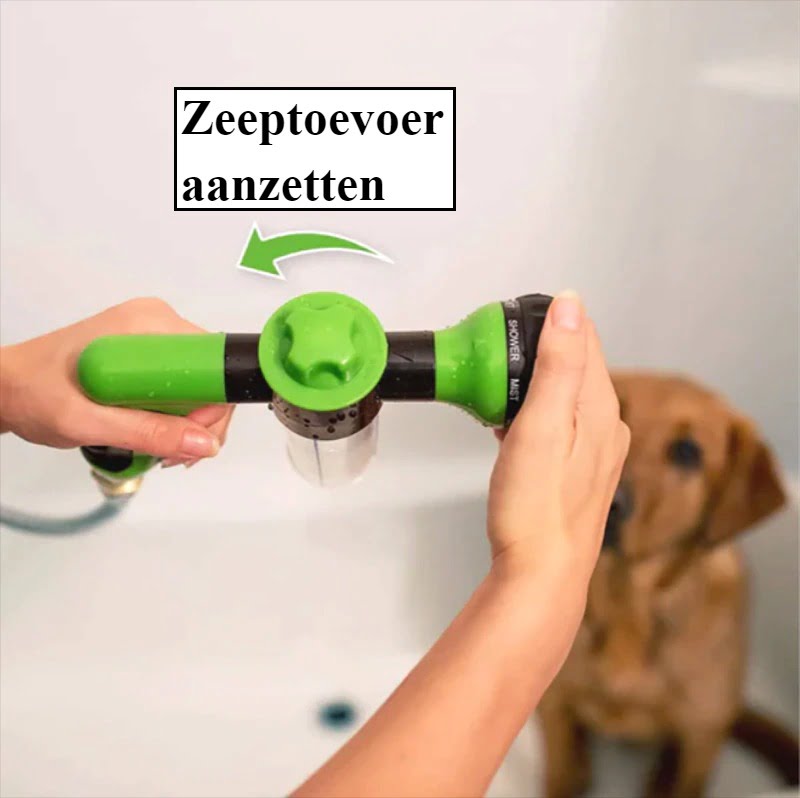 Shampoo Shower - De Ultieme Hondendouche Zeeptoevoer aanzetten