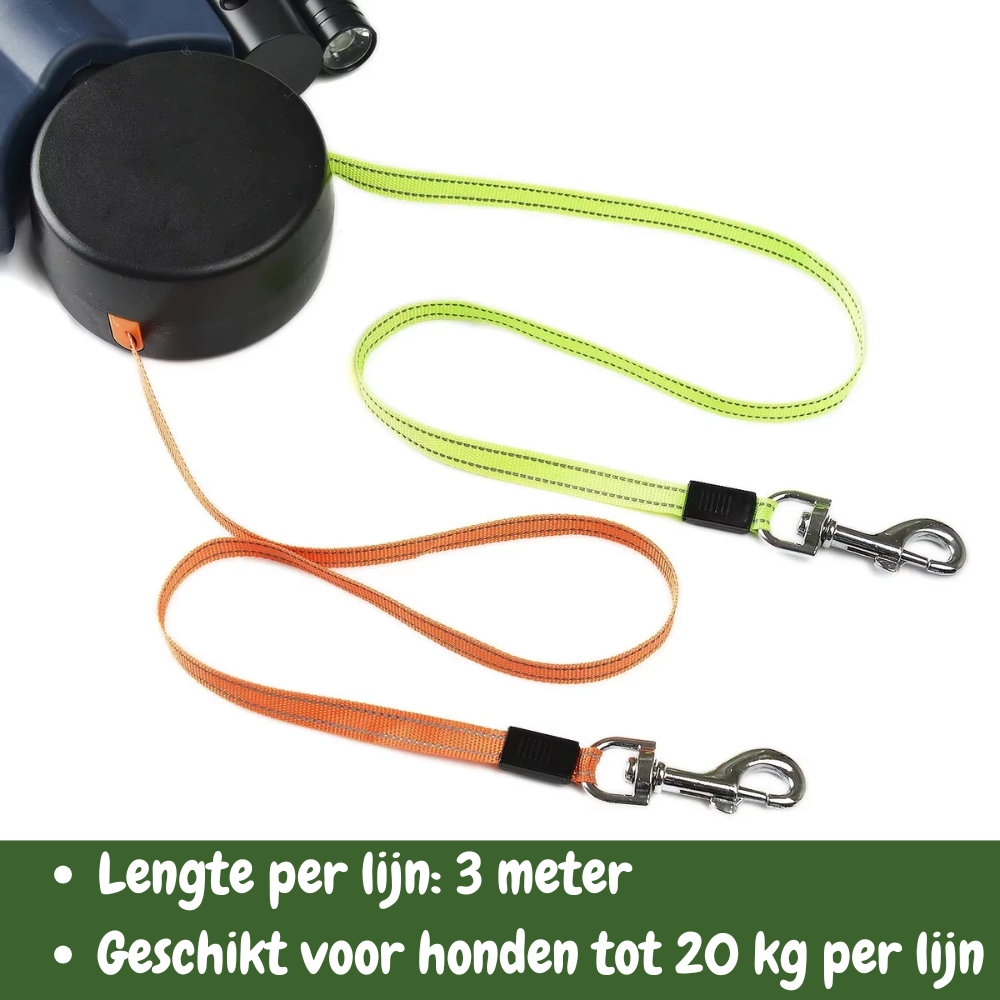 TwinWalker - Dubbele Hondenriem met Rolmechanisme