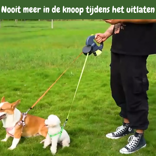 TwinWalker - Dubbele Hondenriem met Rolmechanisme